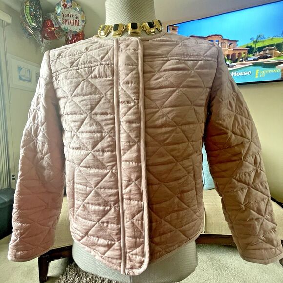 Vintage Ann Taylor Quilted Jacket Small Cropped Zip Chic Cozy Work Feminine Barn - Picture 3 of 11